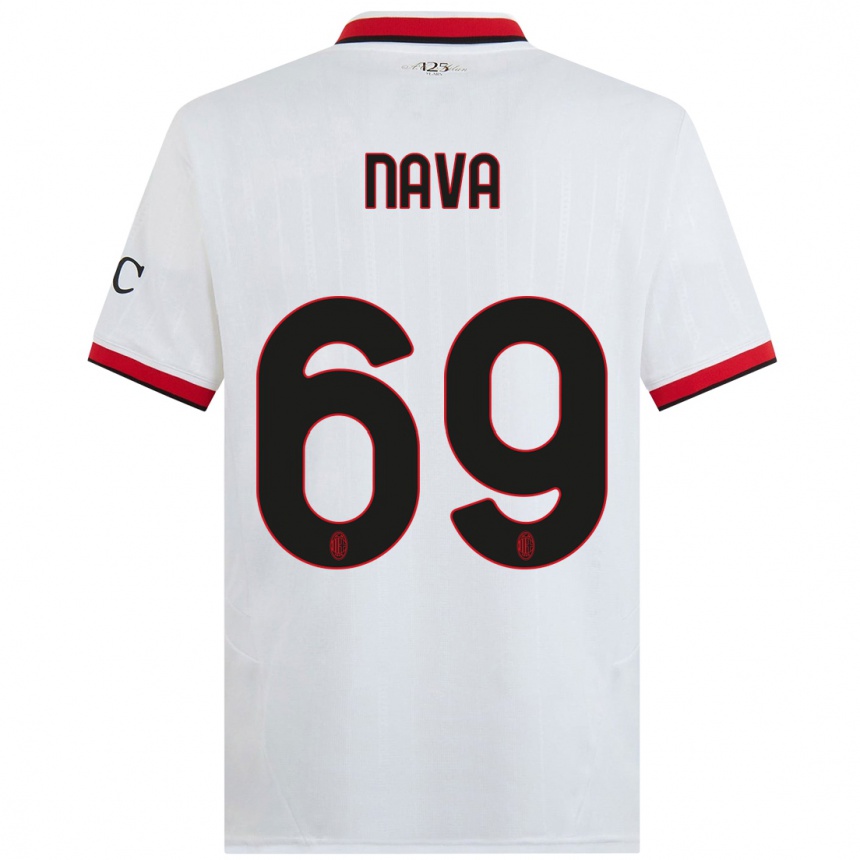 Kids Football Lapo Nava #69 White Black Red Away Jersey 2024/25 T-Shirt