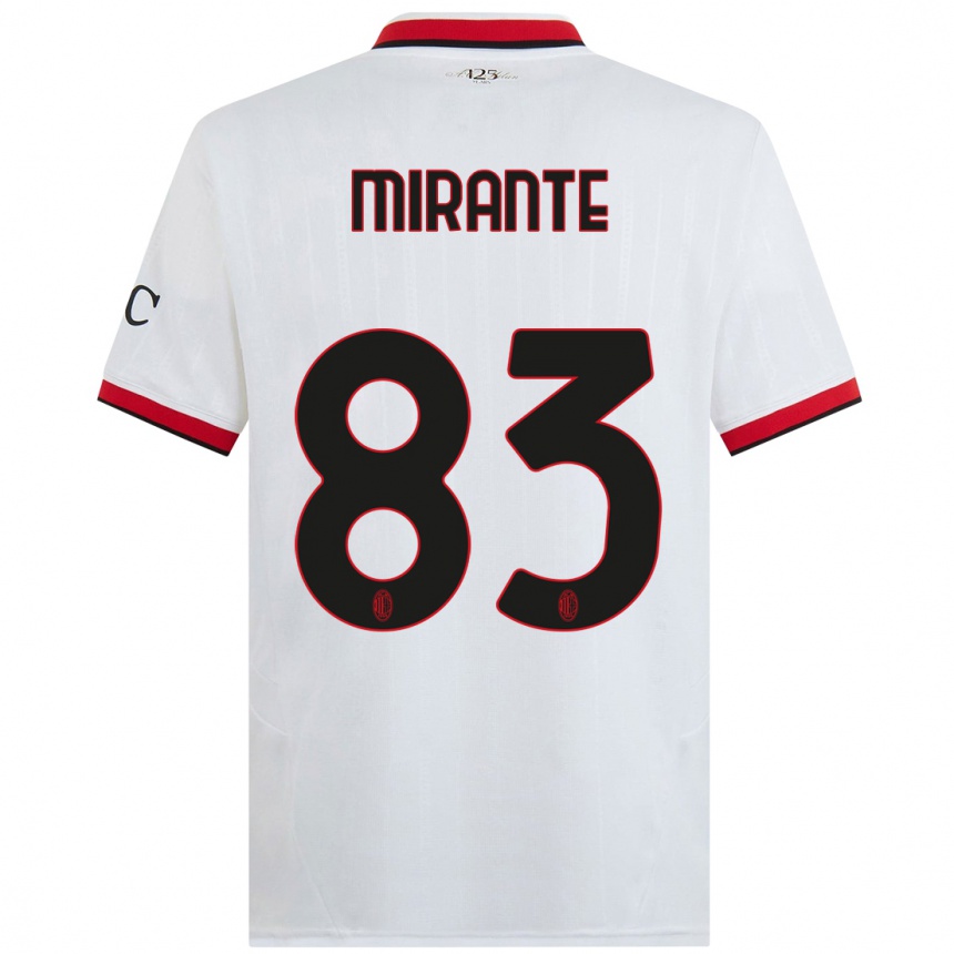 Kids Football Antonio Mirante #83 White Black Red Away Jersey 2024/25 T-Shirt