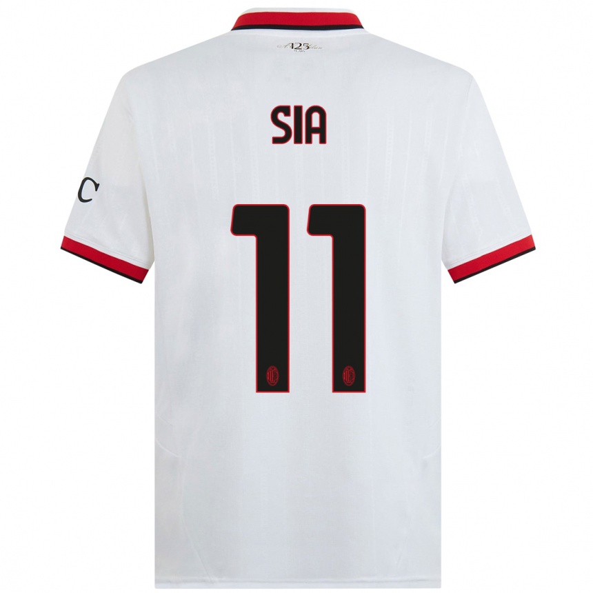 Kids Football Diego Sia #11 White Black Red Away Jersey 2024/25 T-Shirt