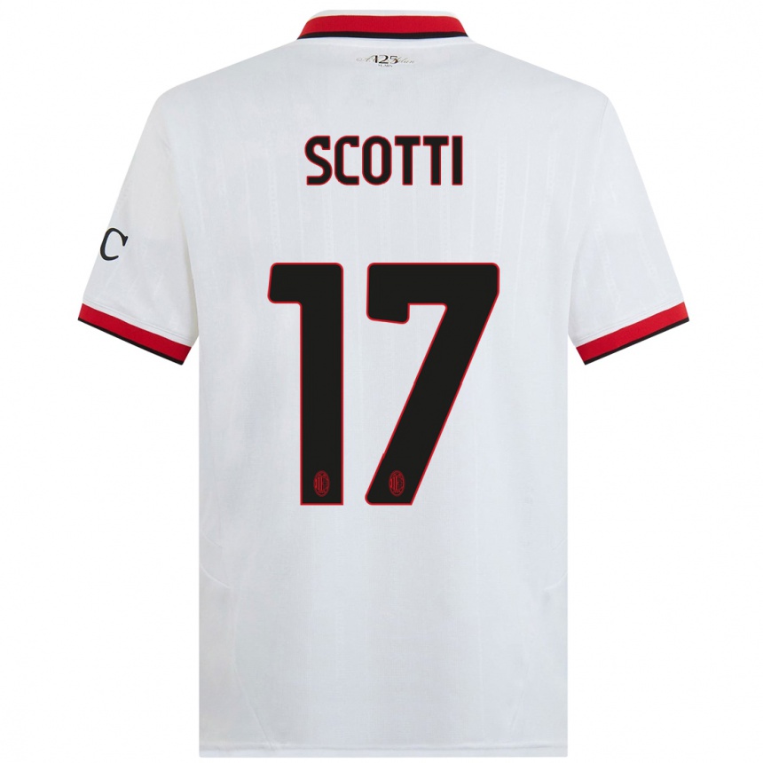 Kids Football Filippo Scotti #17 White Black Red Away Jersey 2024/25 T-Shirt