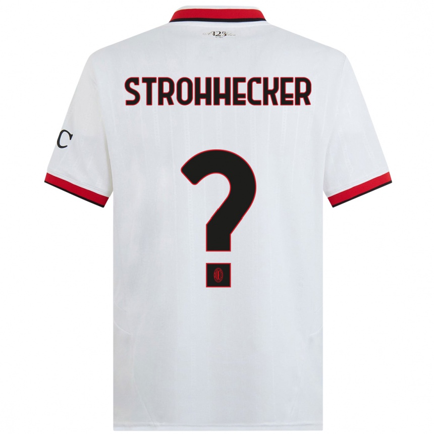 Kids Football Riccardo Strohhecker #0 White Black Red Away Jersey 2024/25 T-Shirt