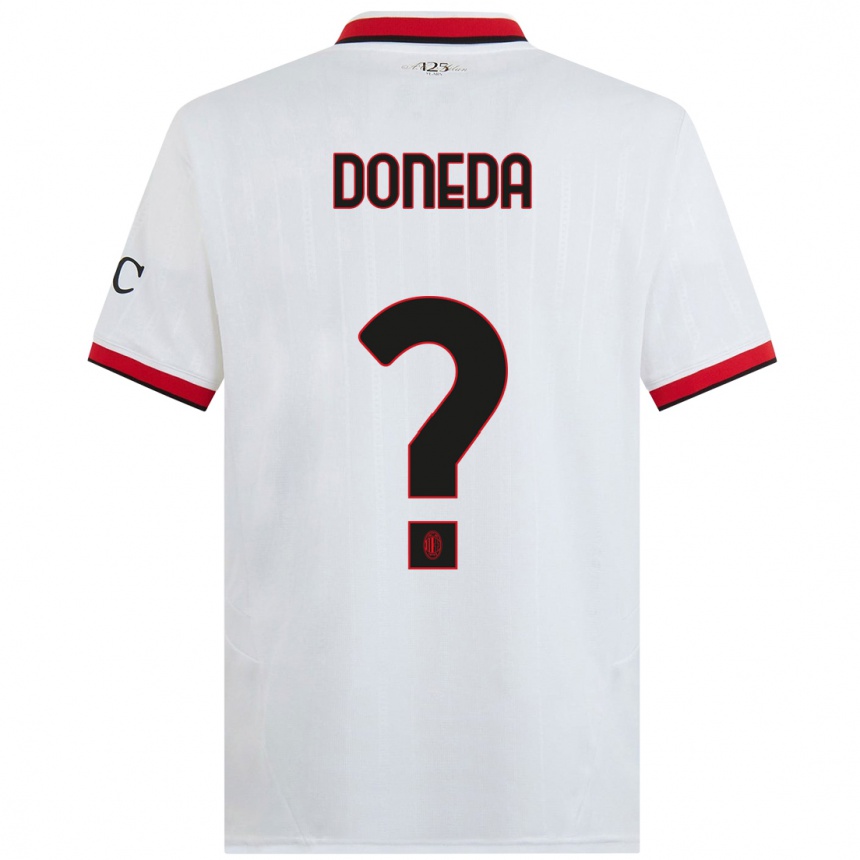 Kids Football Paolo Doneda #0 White Black Red Away Jersey 2024/25 T-Shirt