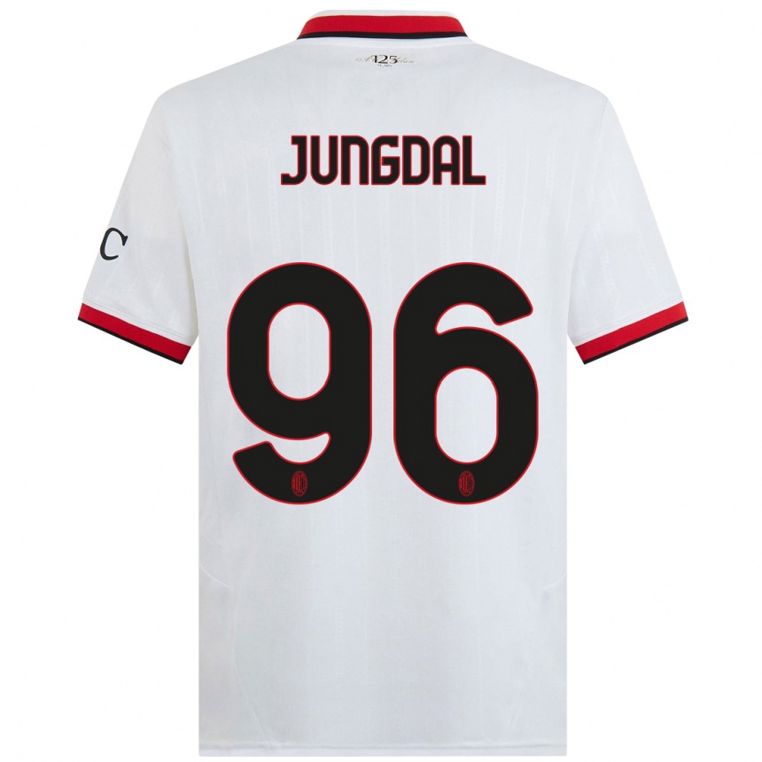 Kids Football Andreas Jungdal #96 White Black Red Away Jersey 2024/25 T-Shirt