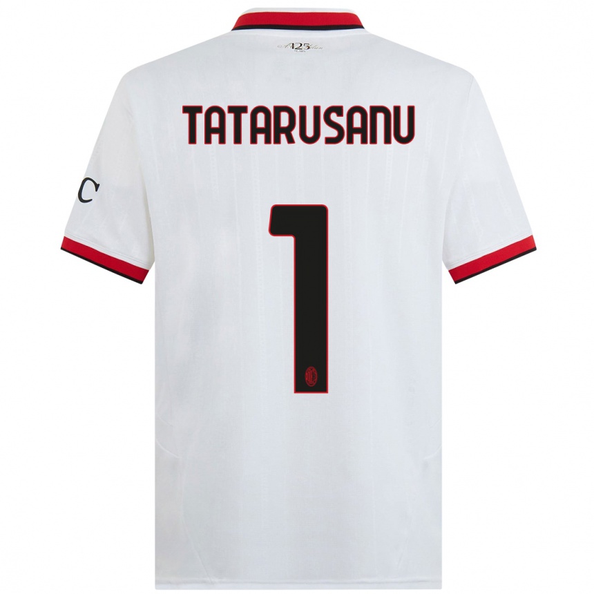 Kids Football Ciprian Tatarusanu #1 White Black Red Away Jersey 2024/25 T-Shirt