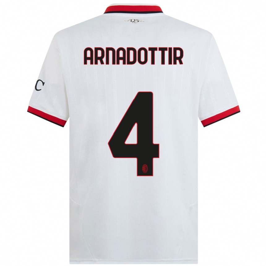 Kids Football Guony Arnadottir #4 White Black Red Away Jersey 2024/25 T-Shirt