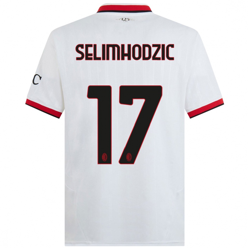 Kids Football Noa Selimhodzic #17 White Black Red Away Jersey 2024/25 T-Shirt