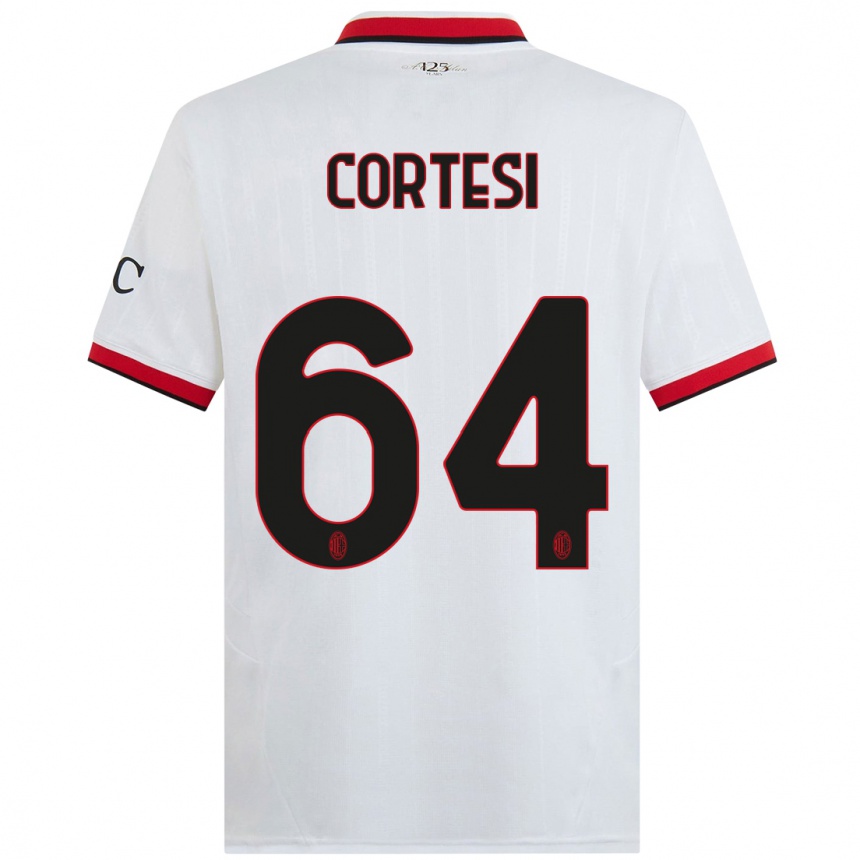 Kids Football Selena Cortesi #64 White Black Red Away Jersey 2024/25 T-Shirt