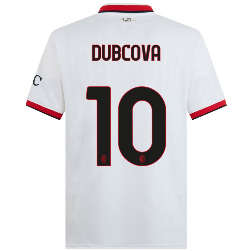 Kids Football Kamila Dubcova #10 White Black Red Away Jersey 2024/25 T-Shirt