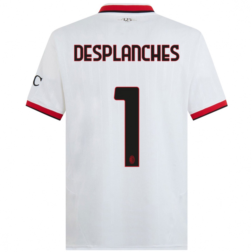 Kids Football Sebastiano Desplanches #1 White Black Red Away Jersey 2024/25 T-Shirt