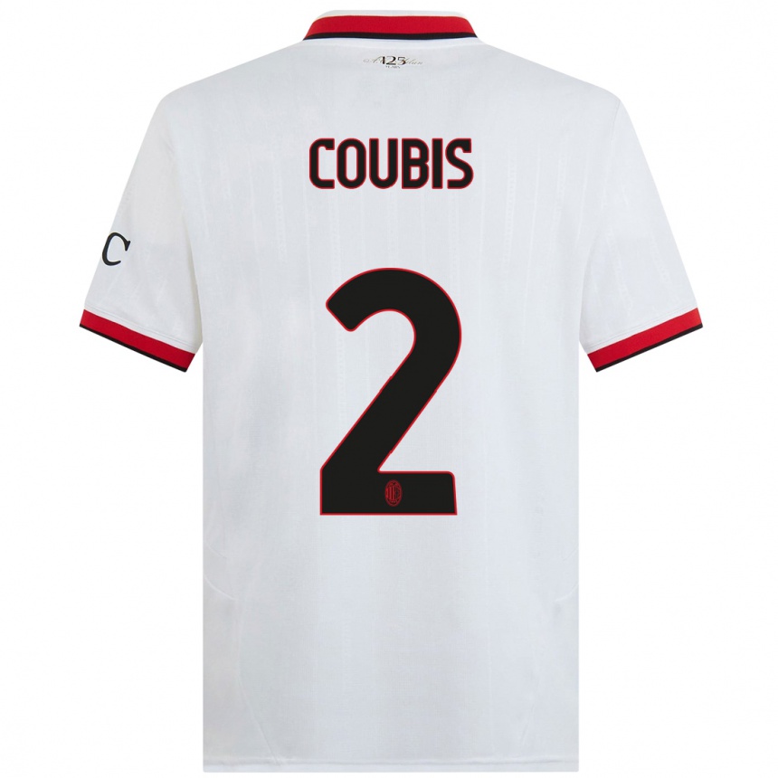 Kids Football Andrei Coubis #2 White Black Red Away Jersey 2024/25 T-Shirt