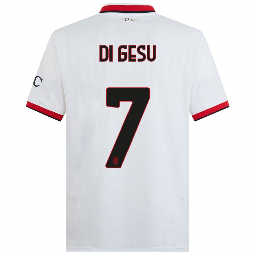 Kids Football Enrico Di Gesu #7 White Black Red Away Jersey 2024/25 T-Shirt