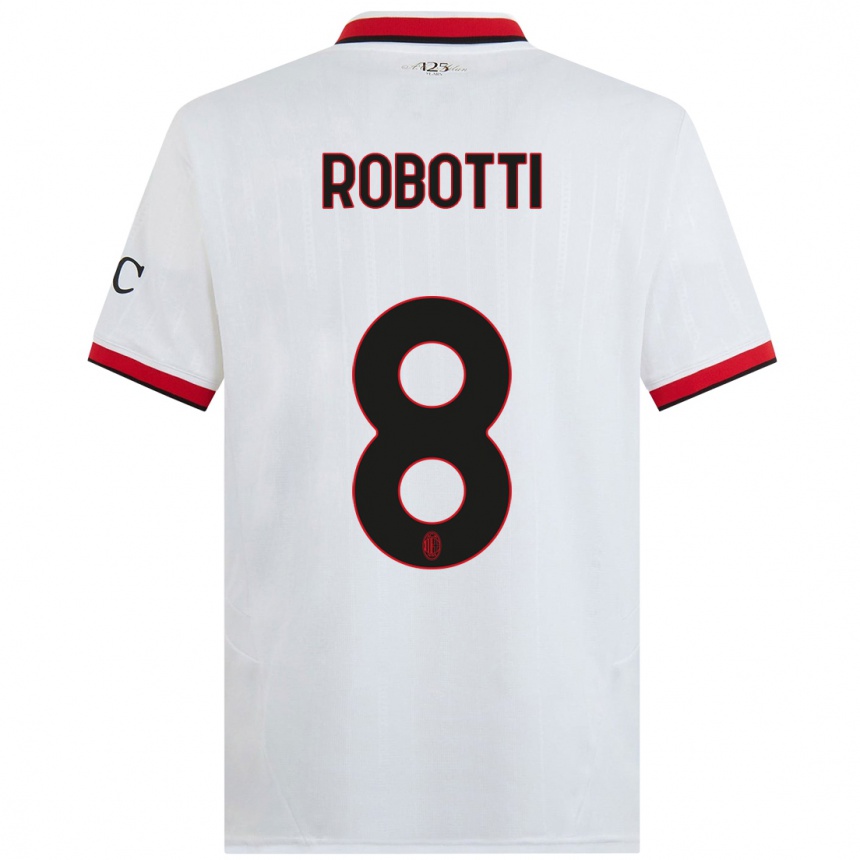 Kids Football Giovanni Robotti #8 White Black Red Away Jersey 2024/25 T-Shirt