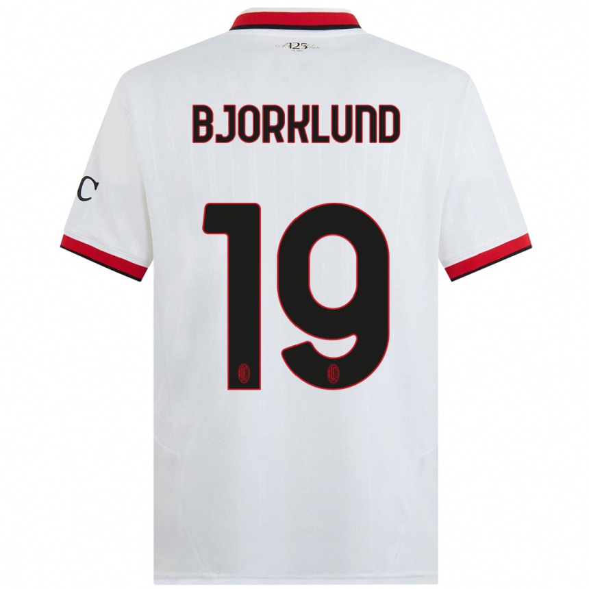 Kids Football Lukas Bjorklund #19 White Black Red Away Jersey 2024/25 T-Shirt