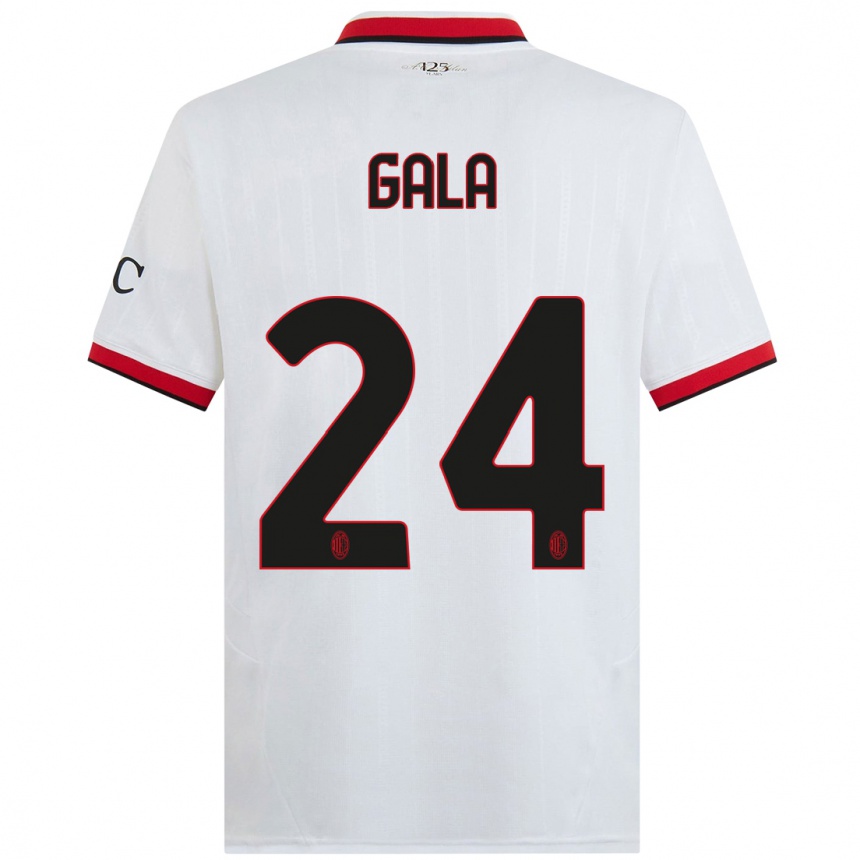 Kids Football Antonio Gala #24 White Black Red Away Jersey 2024/25 T-Shirt