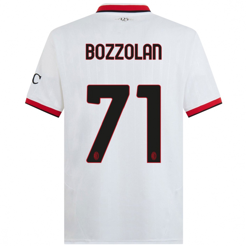 Kids Football Andrea Bozzolan #71 White Black Red Away Jersey 2024/25 T-Shirt