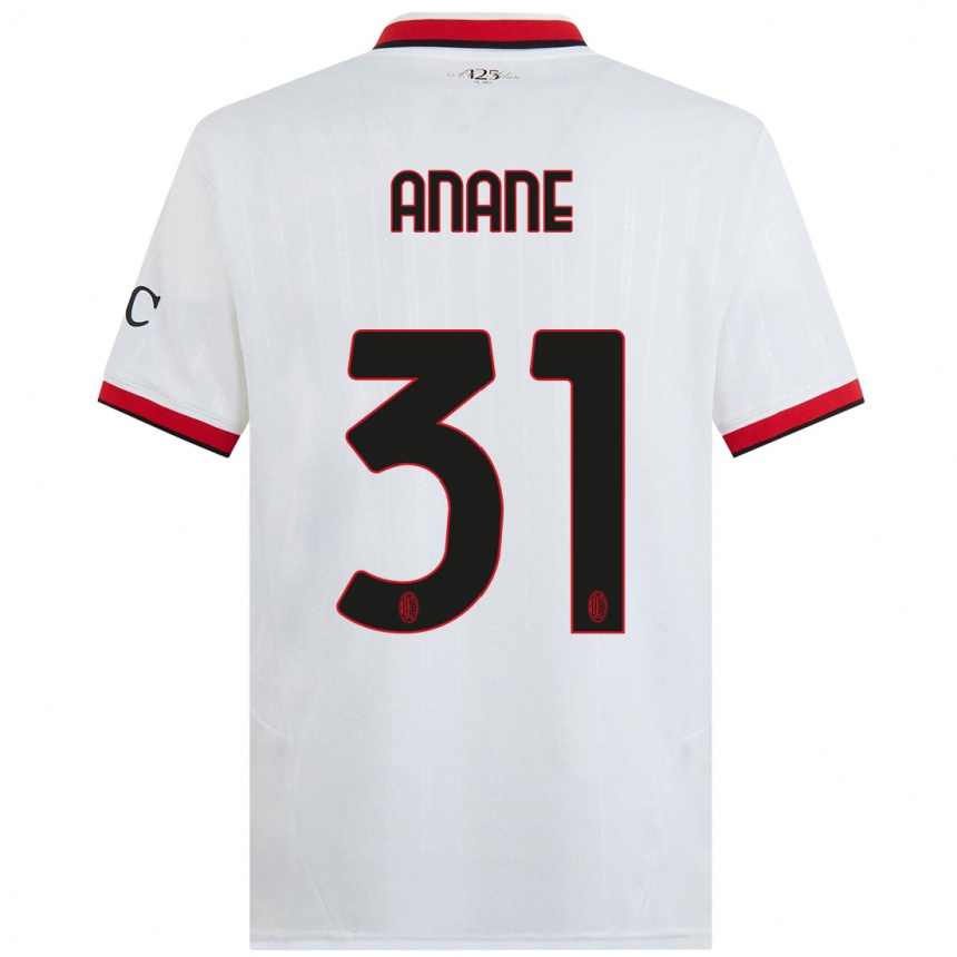 Kids Football Emmanuel Anane #31 White Black Red Away Jersey 2024/25 T-Shirt