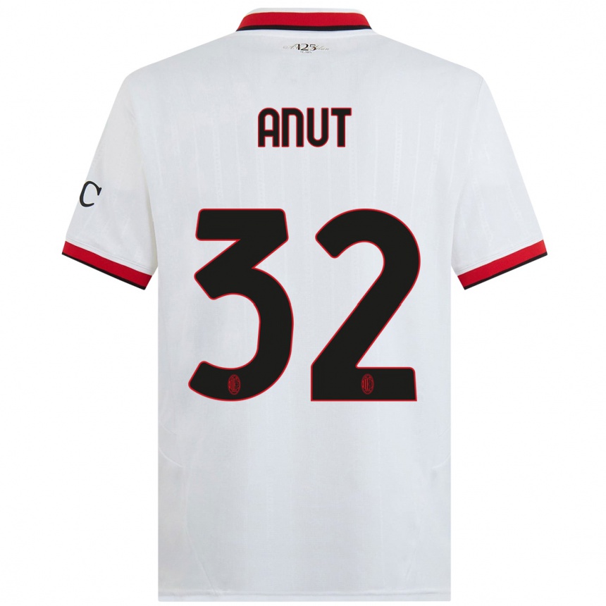 Kids Football Niccolo Anut #32 White Black Red Away Jersey 2024/25 T-Shirt