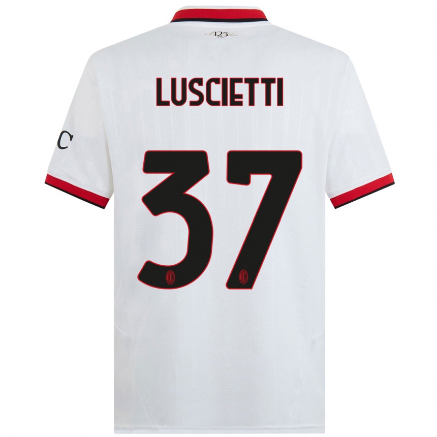 Kids Football Abebe Luscietti #37 White Black Red Away Jersey 2024/25 T-Shirt