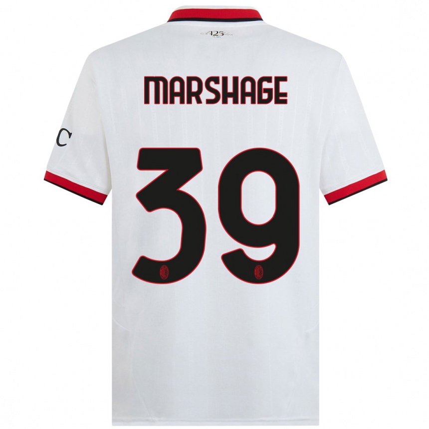 Kids Football Wilgot Marshage #39 White Black Red Away Jersey 2024/25 T-Shirt