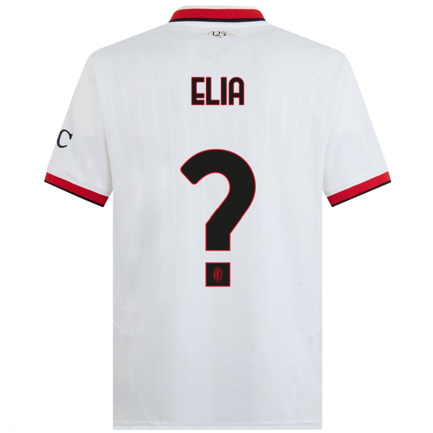 Kids Football Emanuele Elia #0 White Black Red Away Jersey 2024/25 T-Shirt