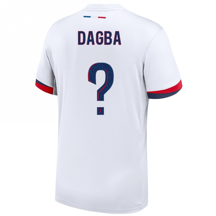 Kids Football Colin Dagba #0 White Blue Red Away Jersey 2024/25 T-Shirt