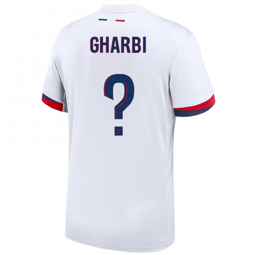 Kids Football Ismael Gharbi #0 White Blue Red Away Jersey 2024/25 T-Shirt