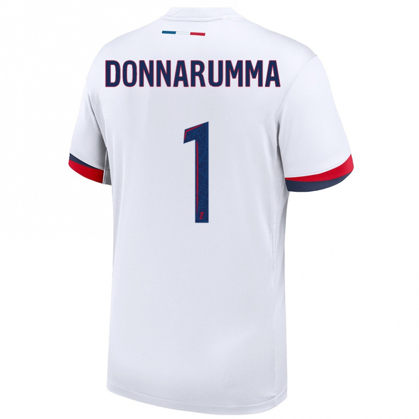 Kids Football Gianluigi Donnarumma #1 White Blue Red Away Jersey 2024/25 T-Shirt