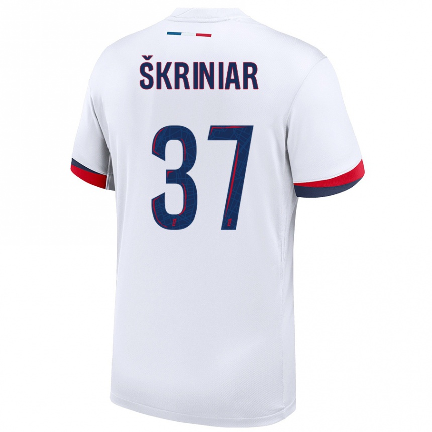 Kids Football Milan Skriniar #37 White Blue Red Away Jersey 2024/25 T-Shirt