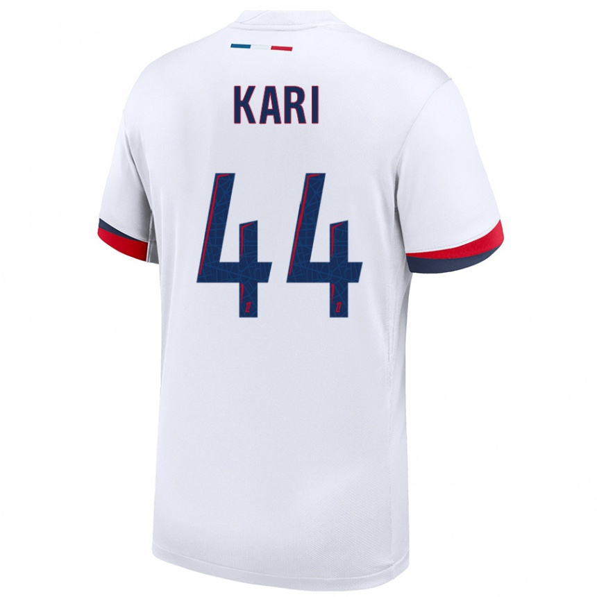 Kids Football Ayman Kari #44 White Blue Red Away Jersey 2024/25 T-Shirt