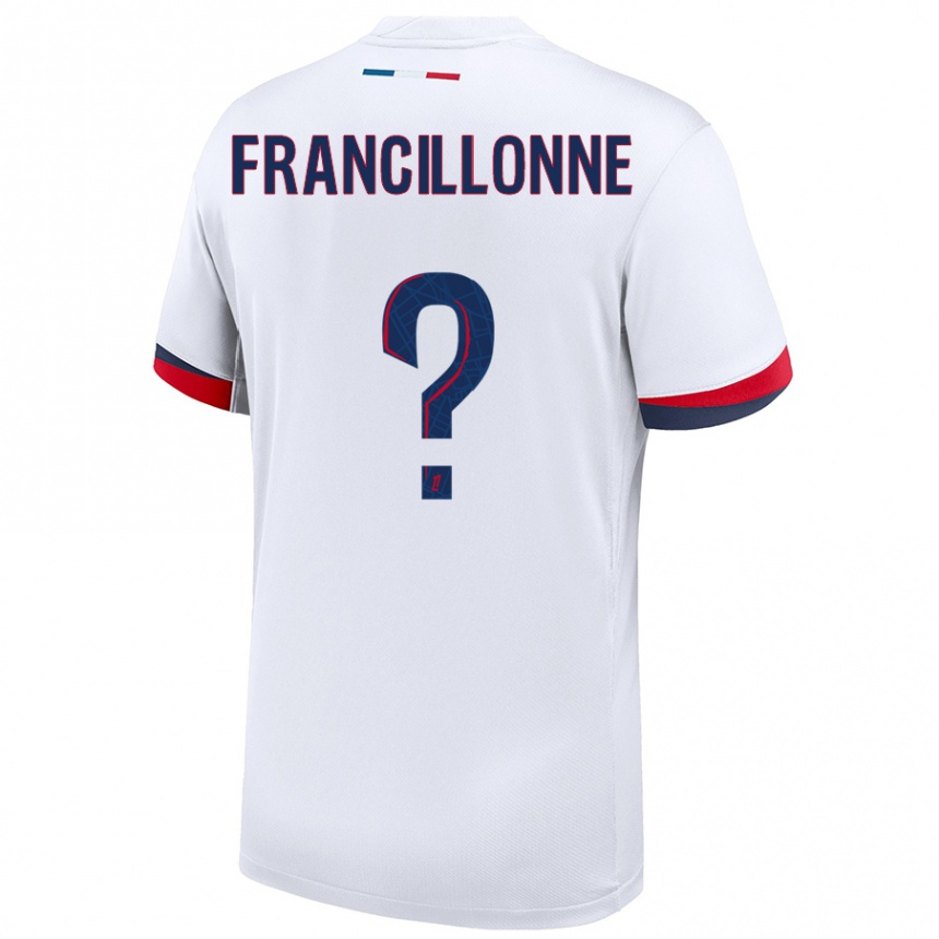 Kids Football Bryan Francillonne #0 White Blue Red Away Jersey 2024/25 T-Shirt