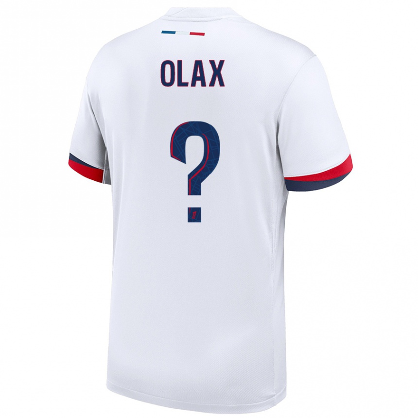 Kids Football Djamy Olax #0 White Blue Red Away Jersey 2024/25 T-Shirt