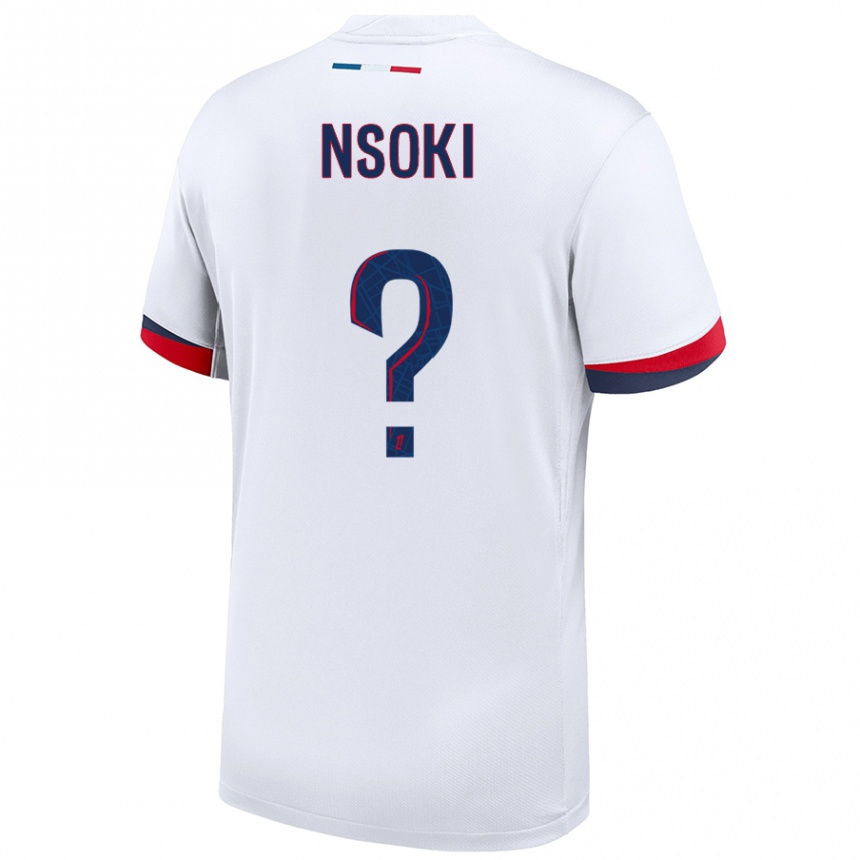 Kids Football Noah Nsoki #0 White Blue Red Away Jersey 2024/25 T-Shirt