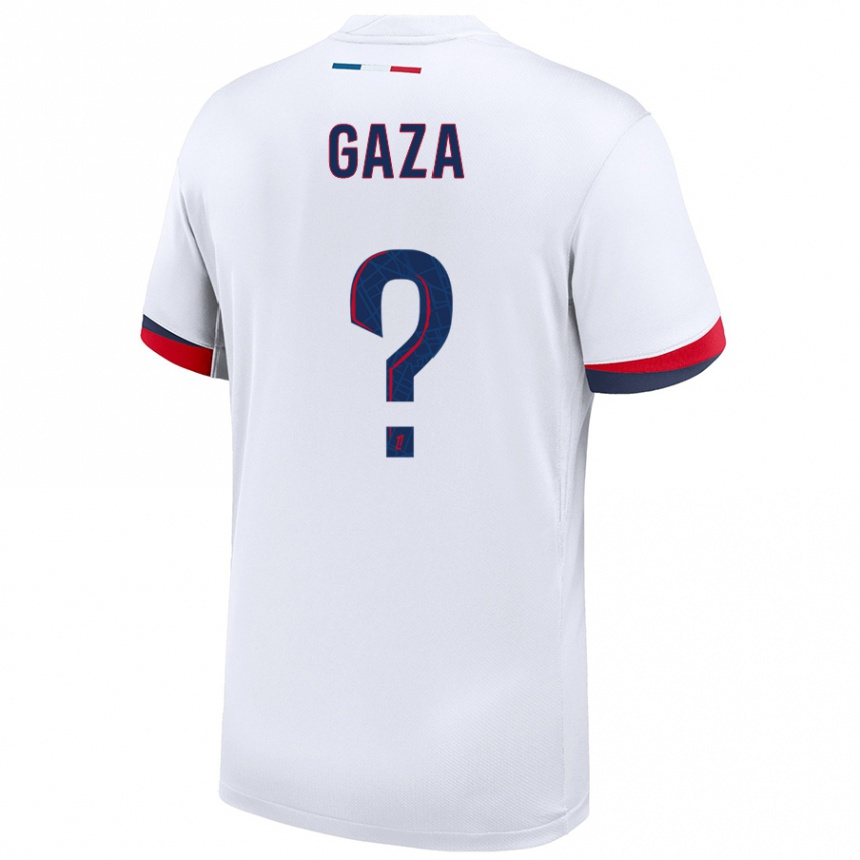 Kids Football Johnny Gaza #0 White Blue Red Away Jersey 2024/25 T-Shirt