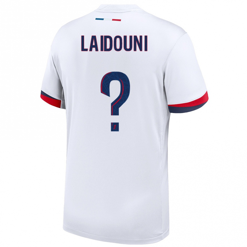 Kids Football Adam Laidouni #0 White Blue Red Away Jersey 2024/25 T-Shirt