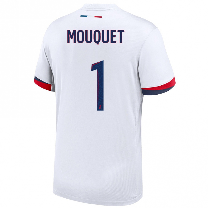 Kids Football Louis Mouquet #1 White Blue Red Away Jersey 2024/25 T-Shirt