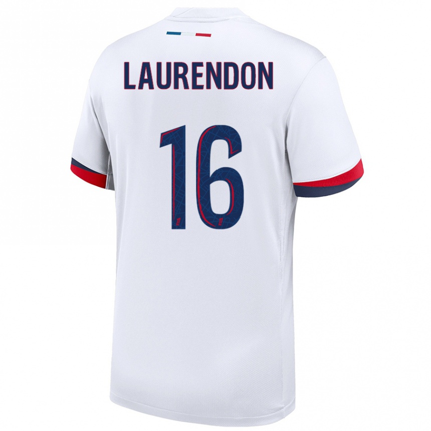 Kids Football Bilal Laurendon #16 White Blue Red Away Jersey 2024/25 T-Shirt