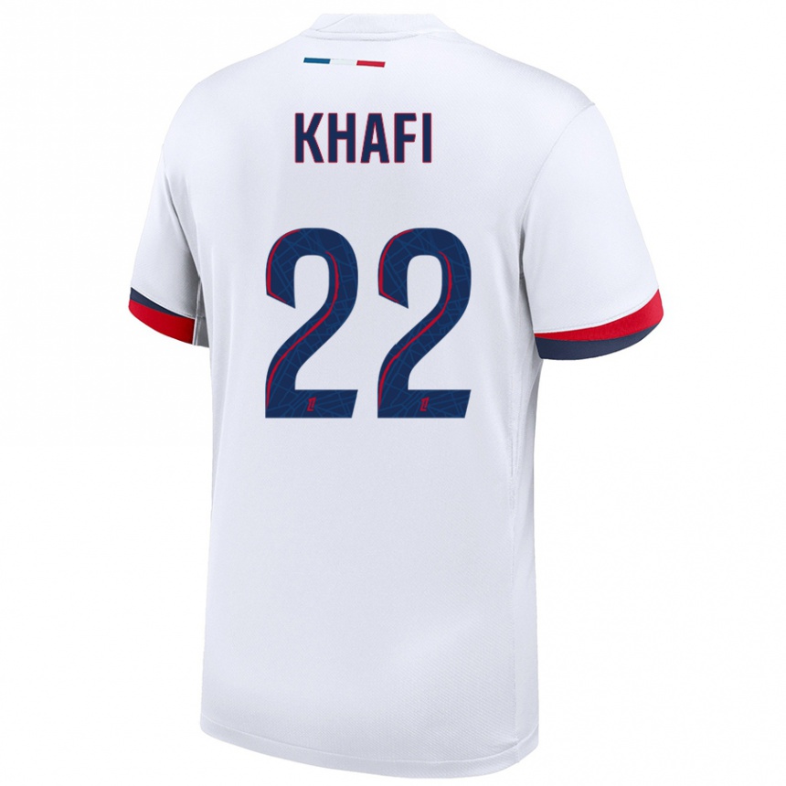 Kids Football Yanis Khafi #22 White Blue Red Away Jersey 2024/25 T-Shirt