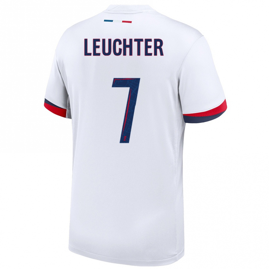 Kids Football Romée Leuchter #7 White Blue Red Away Jersey 2024/25 T-Shirt