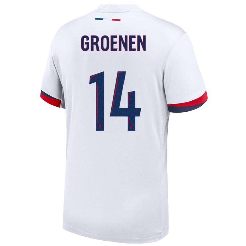 Kids Football Jackie Groenen #14 White Blue Red Away Jersey 2024/25 T-Shirt