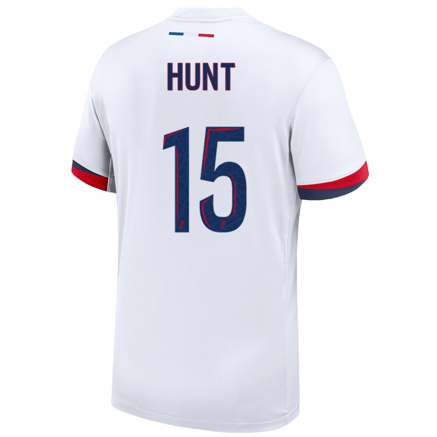 Kids Football Clare Hunt #15 White Blue Red Away Jersey 2024/25 T-Shirt