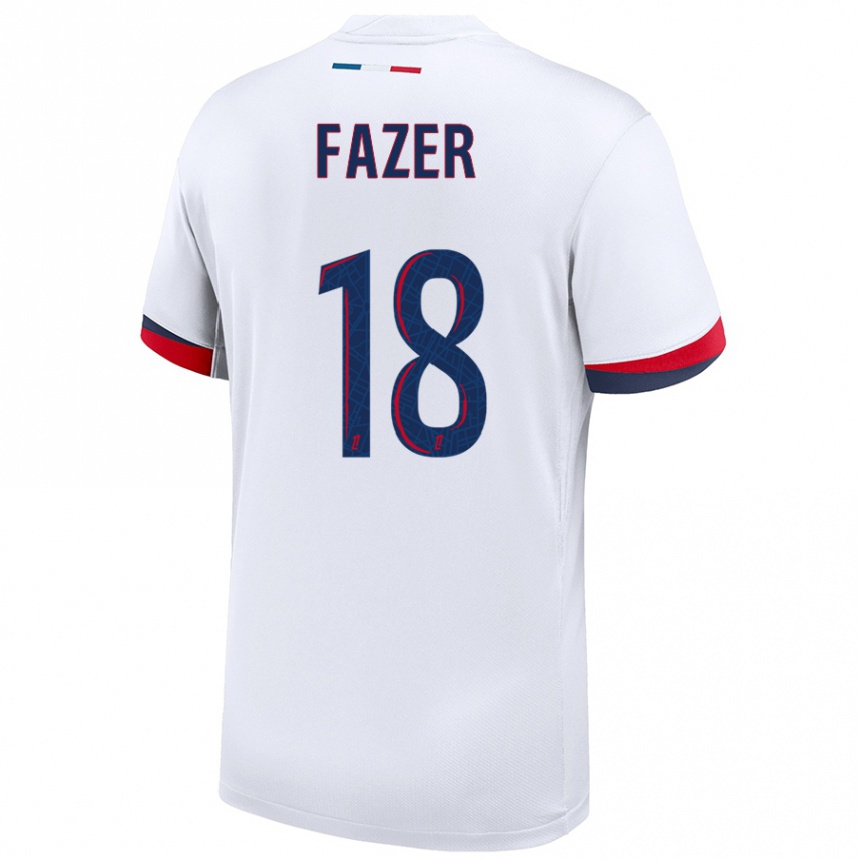 Kids Football Laurina Fazer #18 White Blue Red Away Jersey 2024/25 T-Shirt