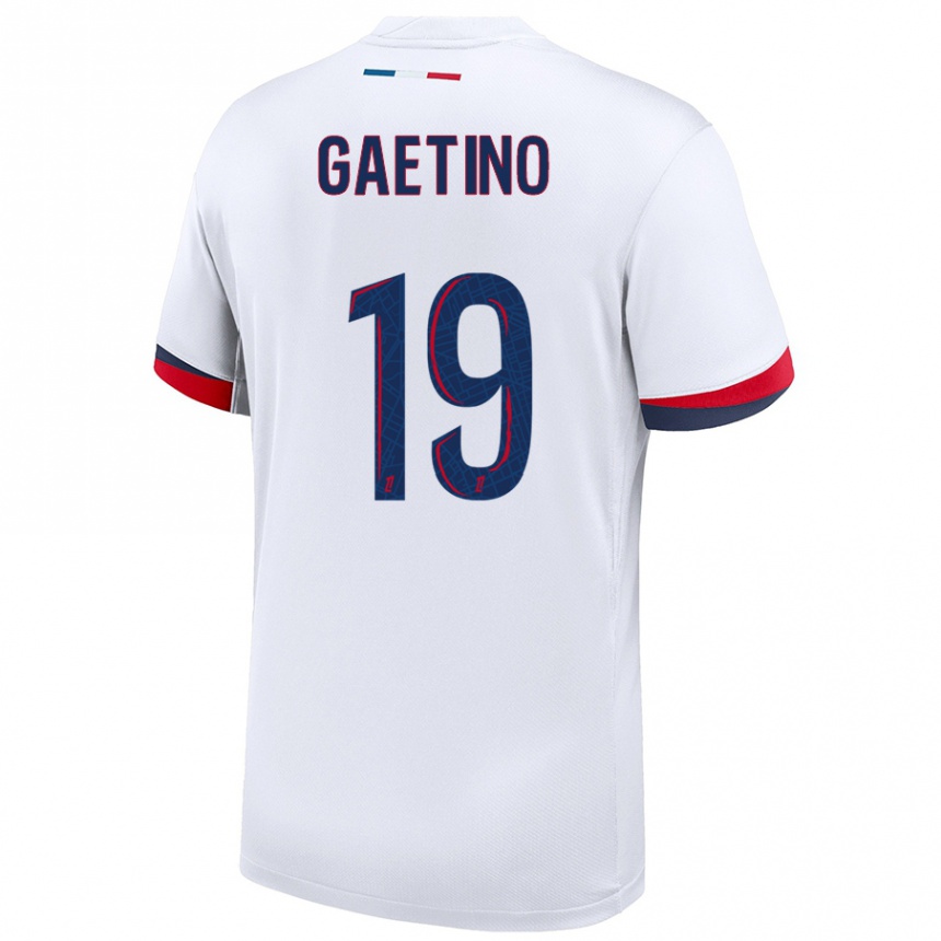 Kids Football Eva Gaetino #19 White Blue Red Away Jersey 2024/25 T-Shirt