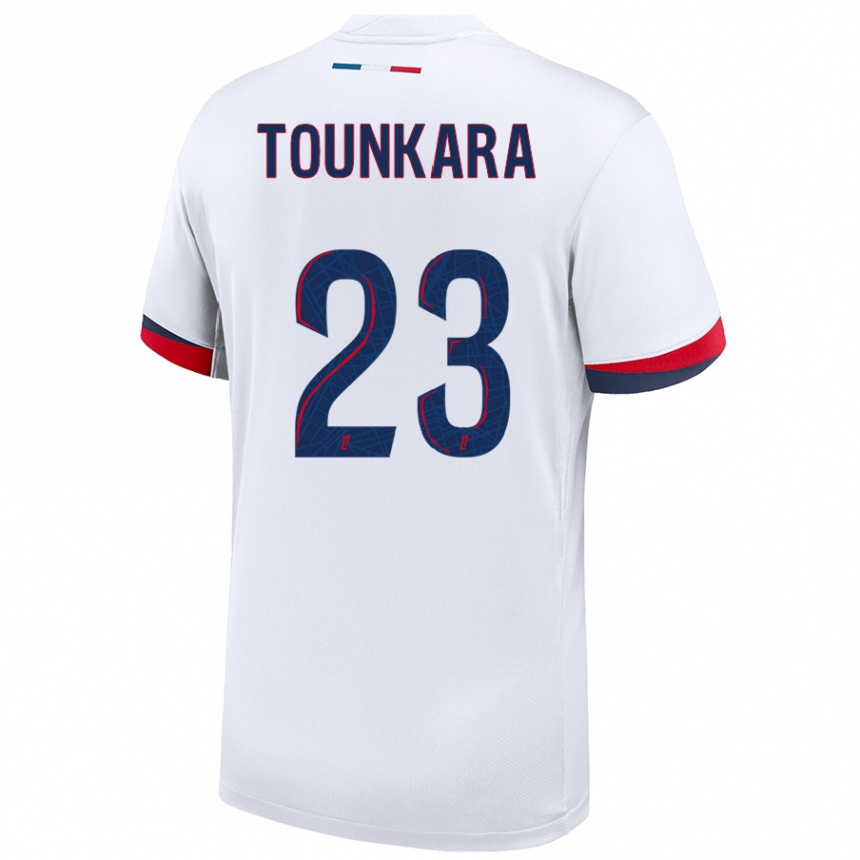 Kids Football Aïssatou Tounkara #23 White Blue Red Away Jersey 2024/25 T-Shirt