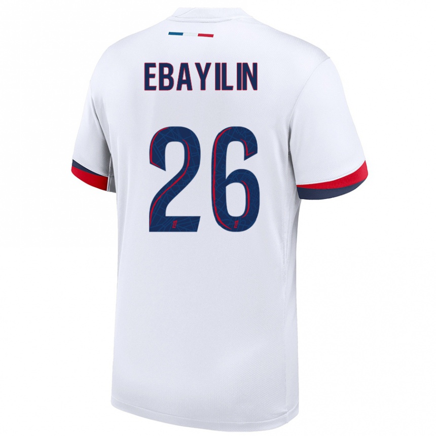 Kids Football Anaïs Ebayilin #26 White Blue Red Away Jersey 2024/25 T-Shirt