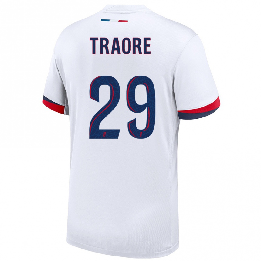 Kids Football Manssita Traoré #29 White Blue Red Away Jersey 2024/25 T-Shirt