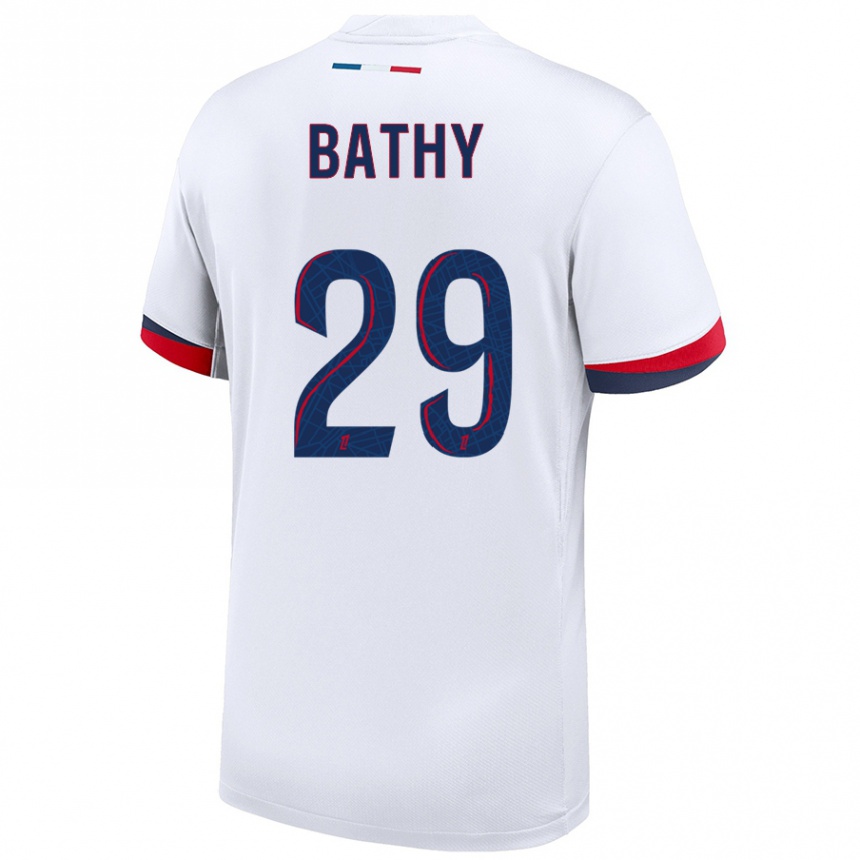 Kids Football Griedge Mbock Bathy #29 White Blue Red Away Jersey 2024/25 T-Shirt