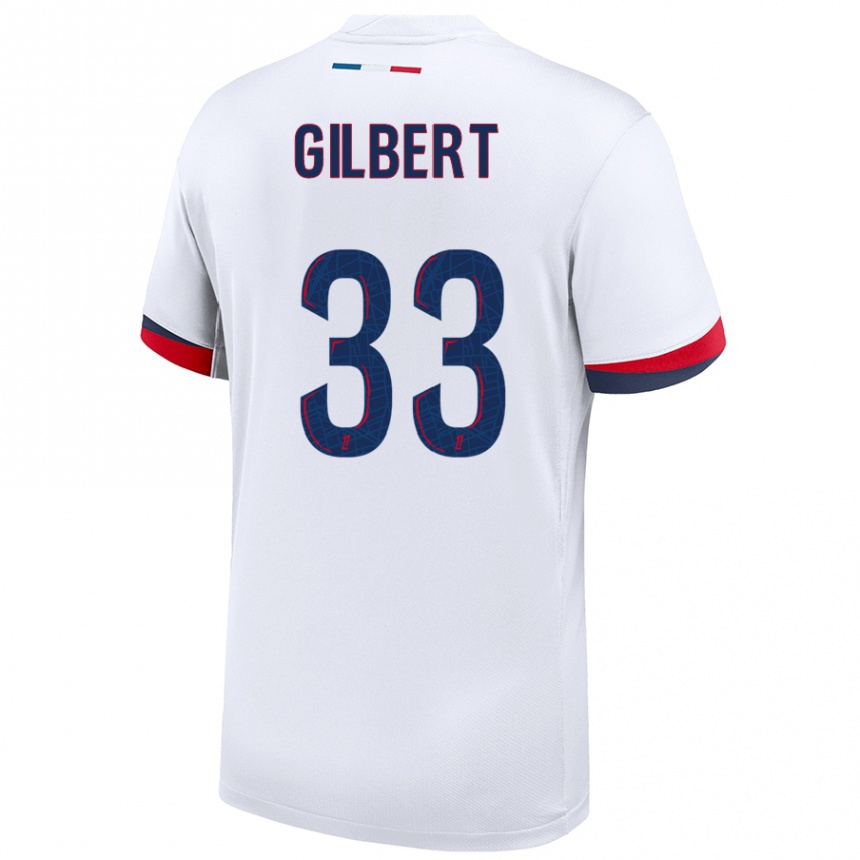 Kids Football Tara Elimbi Gilbert #33 White Blue Red Away Jersey 2024/25 T-Shirt