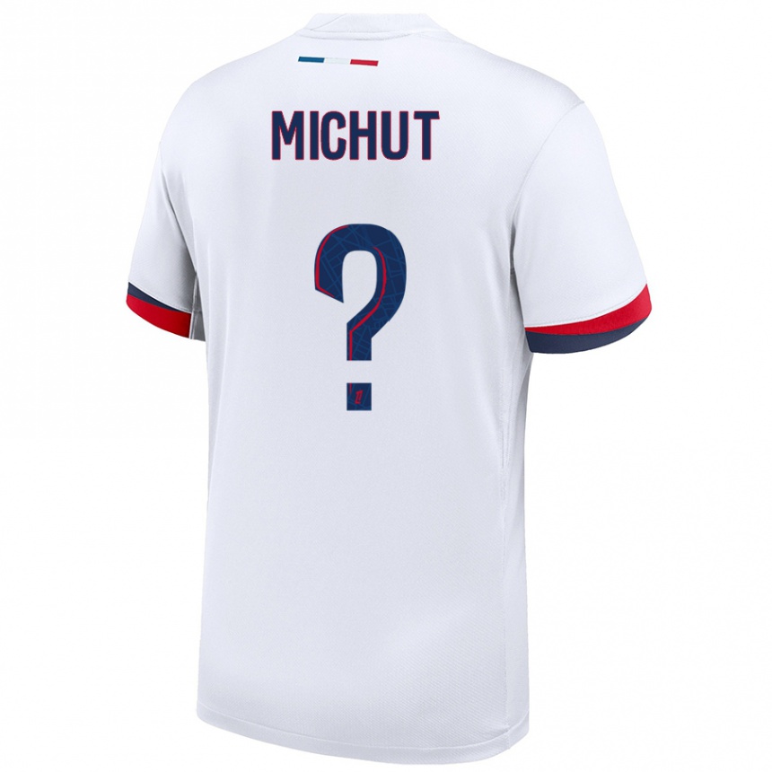 Kids Football Etienne Michut #0 White Blue Red Away Jersey 2024/25 T-Shirt