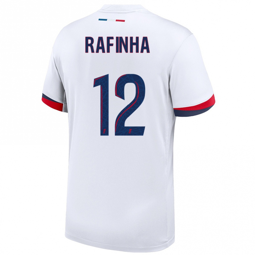 Kids Football Rafinha #12 White Blue Red Away Jersey 2024/25 T-Shirt