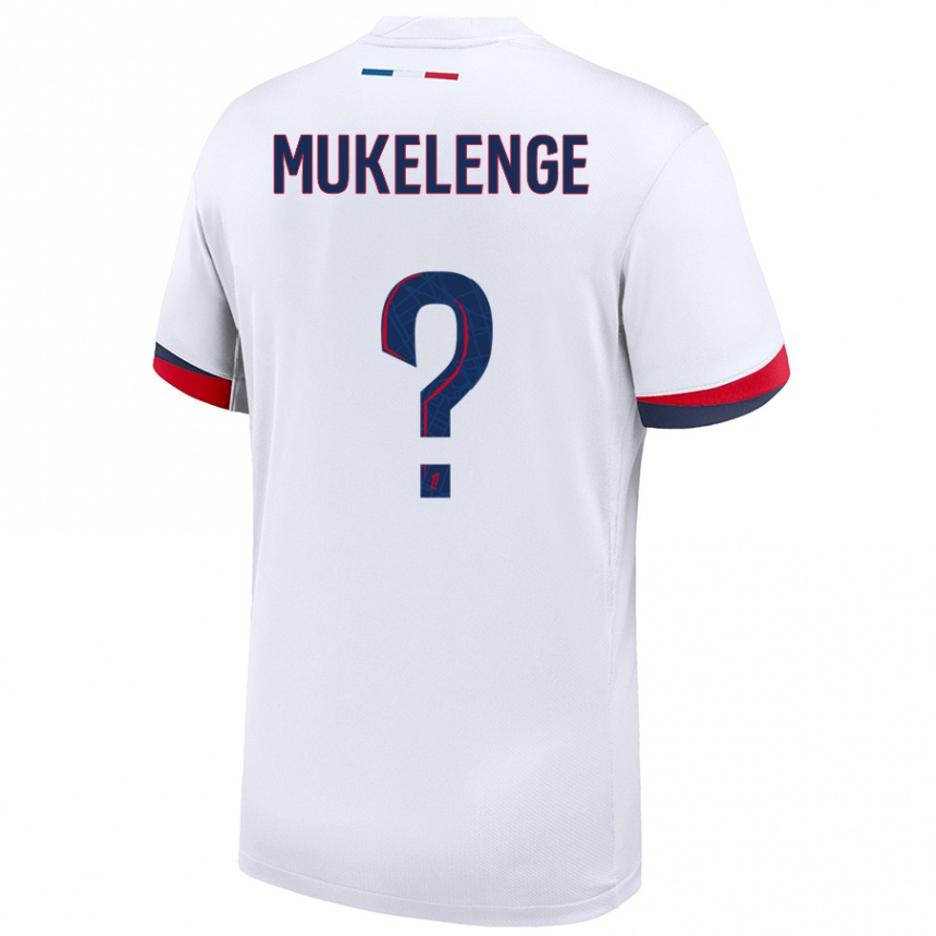 Kids Football Christ Mukelenge #0 White Blue Red Away Jersey 2024/25 T-Shirt